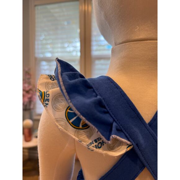 NEW Upcycled Warriors Basketball Baby Bubble Romper Bubble Romper 6m  QUICK SHIP - Picture 4 of 7